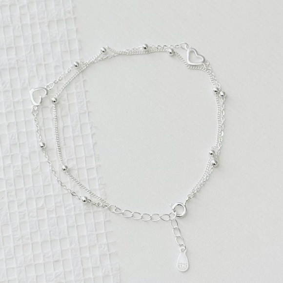 Sterling Silver Heart Bracelet, Cute Dainty Gift Bracelet - Picture 2 of 4